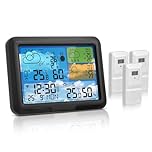 Station Météo Connectée Avec 3 Capteur Extérieur,Avec App Tuya Et Smartlife,Écran Lcd Coloré,Alarme, Réveil,Prévision Météo,Station Météo Sans Fil Pour Interieur&Exterieur