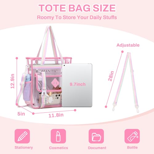 Clear Tote Bag Stadium Approved 12x6x12, Thickened Heavy Duty PVC Transparent Tote Bag Water Resistant4