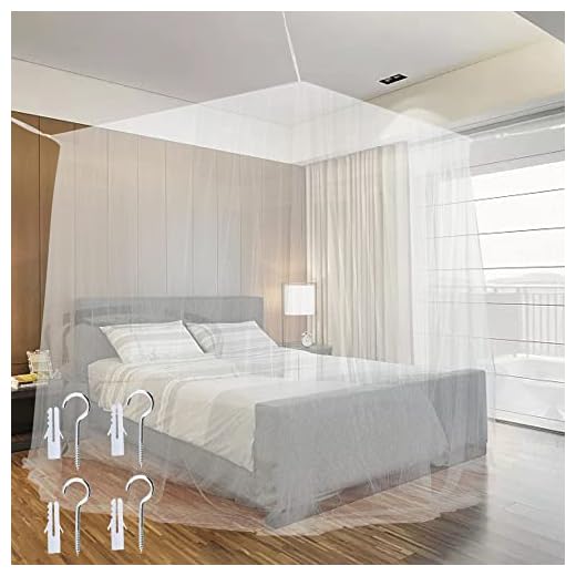 Moustiquaire Baldaquin pour Lits Doubles, JTDEAL Grand Moustiquaire en Polyester Moustiquaire un Répulsif pour les Insectes avec les Outils d'installation ((W *L*H,190 * 210 * 240cm))