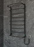 Elna Handtuchheizkörper Schwarz – 194W – 1010 x 530 mm – Elektrisch mit Ablage – Badheizung mit Timer & Thermostat – Edelstahl – IP44 – Wandmontage – Tuchheizung für Badezimmer