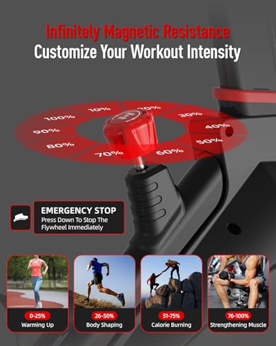 HARISON Exercise Bike - Stationary Bike for Home Gym - Silent Pad/Magnetic Indoor Cycling Bike with Tablet Mount & Comfortable Seat Cushion, 350LBS/380LBS Weight Capacity, Belt Drive Workout Bike (Magnetic Plus)
