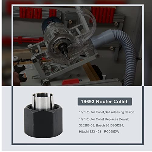 Thaekuns 2Pcs 1/2" Router Collet Fit For Dewalt 326286-03, Bosch 2610906284,Big Horn 19693 & Hitachi 325-199, 323-421, Rc050Dw #TOP3
