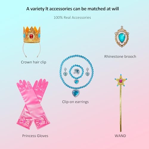 isswya Princess Peach Costume for Girls Cosplay Super Brothers Princess Peach Dress Halloween Party Dress Up 3-12Y 5 41cMRh3DbPL. AC