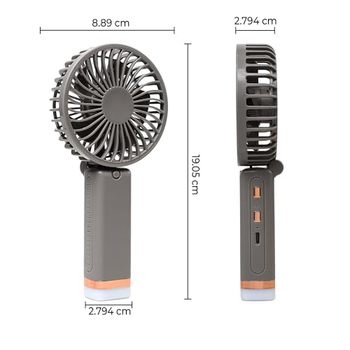 Image of Niwlix Portable Mini Hand Fan Rechargeable 3 Speed Modes, 1200 mAh Battery For Travel, Office & Makeup, Mini Fan, Hand Fan, Small Fan - Grey