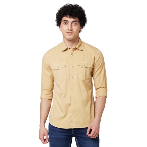Image of Spykar Men's Regular Fit N /A Full Sleeve Solid Casual Shirts