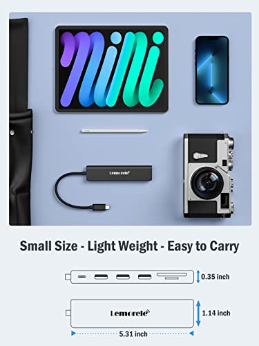 Lemorele Usb C Hub, Type-C Hub Adapter 7 In 1 With Hdmi 4K@30Hz, 100W Pd Charging, 1 Usb3.0 5Gbps Data Port, 2 Usb 2.0, Sd/Tf, Usb C Multiport Dongle For Macbook/Chromebook/Dell/Hp/Lenovo #TOP3