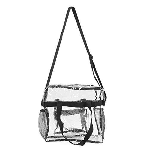 Large Capacity Transparent Pvc Clear Tote Bag Cold Proof Hand Bag For Travel Shopping Beach (Black)2