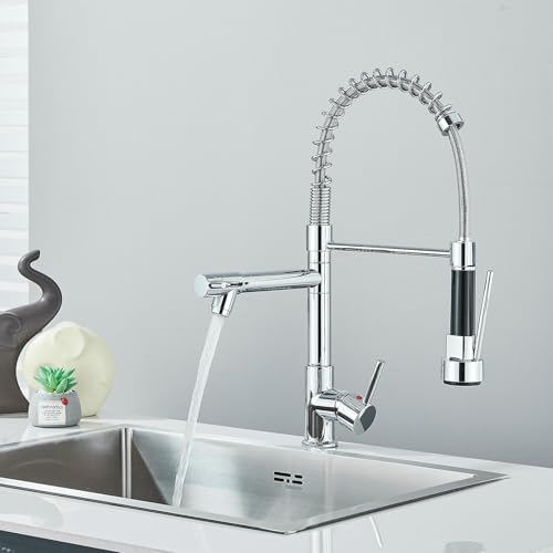 TINICO Torneira Cozinha Gourmet Misturador Monocomando Com Spray Extensor, Bocal Inclinado, Volante