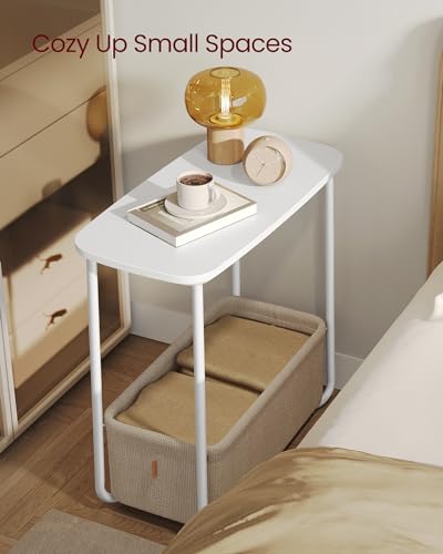 image for VASAGLE End Table, Small Bedside Table with Fabric Basket, Modern Nigh