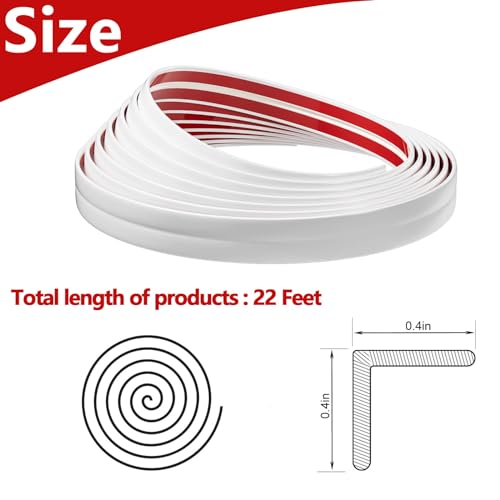 Raycity 22 Feet Flexible Inside & Outside Corner Trim Molding Peel and Stick Molding 90° External Corner Guards Trim for Tile and Wall Edges Gaps, Furniture and Wall Repair-White