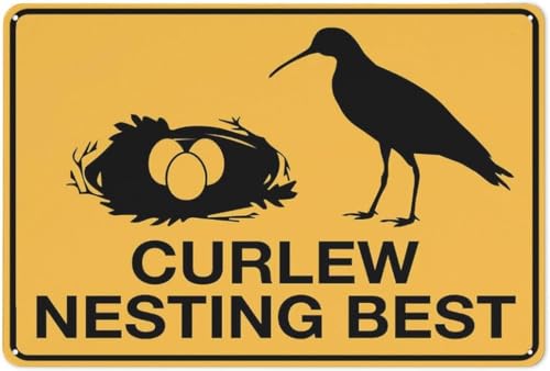 RJDHSV Curlew Nesting Season Warning Sign, Wildlife Protection Reminder, Rustic Tin Material, Weatherproof Construction, Wall Decoration for Garden Farm and Outdoor Natural Areas 8x12 Inch