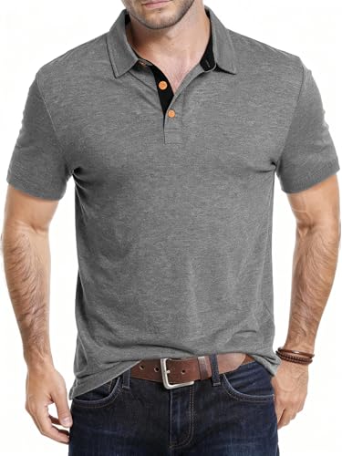 KUYIGO Mens Casual Polo Shirts Short Sleeve Summer Vacation Collared Shirt - image 1