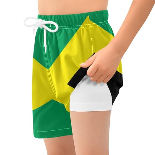 Aflyko Patriot Boys' Board Shorts Jamaica Flag Girls Swim Trunks Beach Bathing Suit 4-13T2