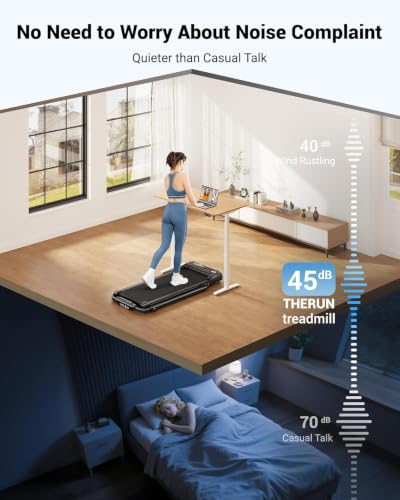 Image of THERUN Walking Pad with Handle Bar, 2 in 1 Under Desk Portable Treadmill