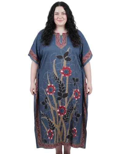 Image of Oussum Women Kaftan Plus Size Polyester Summer Lightweight Caftan Swimsuit Cover Ups Maxi African Mumu Lounge House Dress