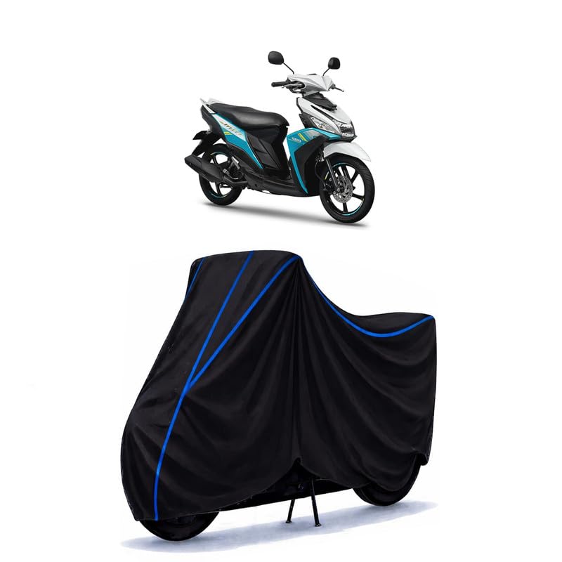 Image of Scooty Cover Water Resistant for Mio i125 | Universal Scooter & Bike Cover | Heavy Duty UV Dust, Rain & Scratch Protection | Elastic Fit All Weather Indoor Outdoor | Black with Blue Piping