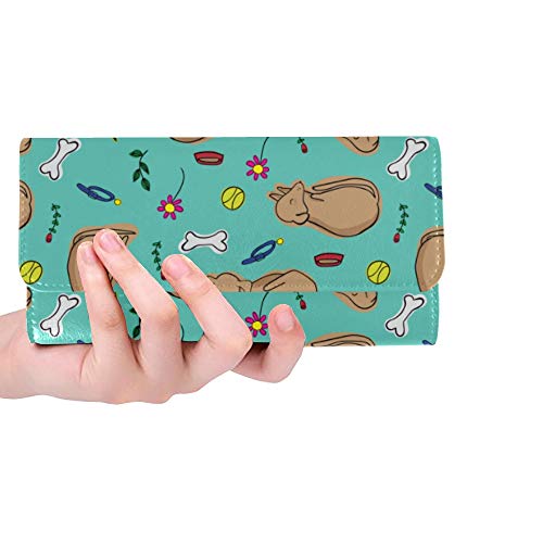 Unique Custom Cute Funny Warm Animal Pet Dog Painting Women Trifold Wallet Long