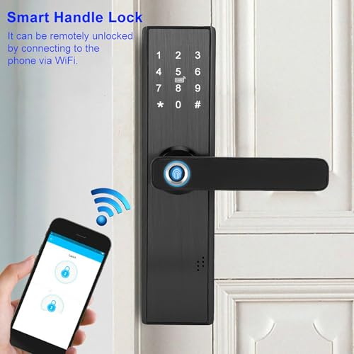 Cerradura de puerta sin llave WiFi de huella dactilar y pantalla táctil, contraseña electrónica biométrica IC Card Smart Entry Door Lock Soporte APP con llave mecánica para Office Hotel Home - imagen 5