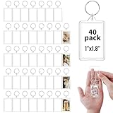 jojnawa 40 Pack Acrylic Photo Keychain Bulk, Clear Photo Keyrings for 1.8'x1.1' Pictures, Shatterproof Acrylic...