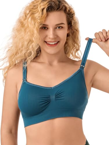Angelhood Nursing Bra for Breastfeeding Maternity Bra for Pregnancy and Breastfeeding with Removable Bra Pads Seamless Sleep Nursing Bra with Support Nursing Bralette, Pack of 4 - Thumbnail 5