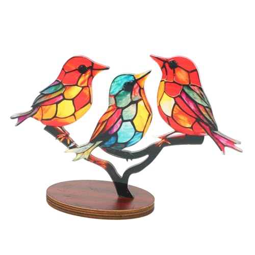 Cabilock Figurine Oiseau Colorée Acrylique avec Socle Décoration De Table pour Maison Bureau Et Ornement Et pour Intérieur