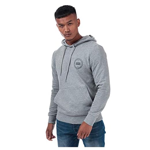 Jack & Jones Jorvincey Sweat Hood Capucha, Gris (Light Grey Melange Fit: Reg/JJ), Small para Hombre