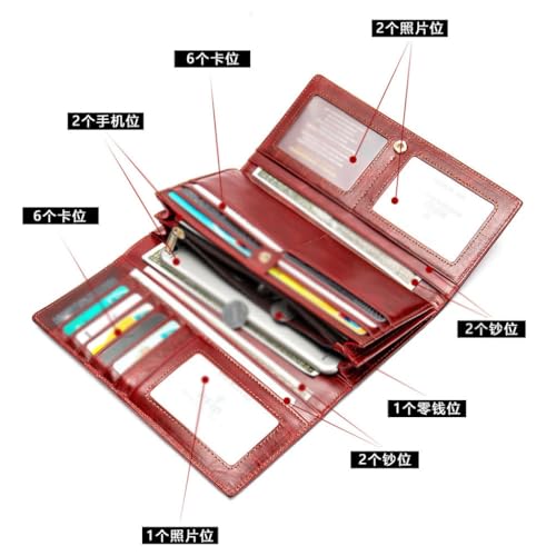 Genuine Leather Wallet, Women's Multi Slot Anti Magnetic Card Bag, Trendy Women's Top Layer Cowhide Handbag(white-Dinosaur Doodle4)2