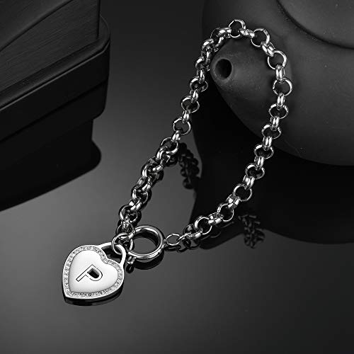 Image of CaleesLLC Letter A to Z Initial Charm Bracelet Adjustable Stainless Steel Anklet Personalized Wrist Link for Women