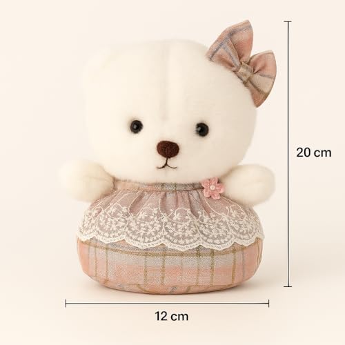 Image of Strawberry Hooded Bunny Plush Toy for Kids | Cute Soft Rabbit Stuffed Animal Doll | Ideal Gift for Girls & Boys (20 cm, White & Pink)