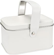 Ideen mit Herz | Metal Tin with Lid and Handle | Storage Jar | Retro Design | Vintage | 10.7cm x 8.2cm x 6cm | Cream | Food Safe