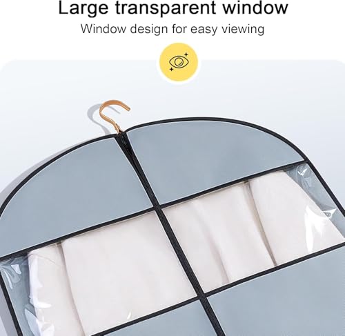 3 Pack Space Saving Hanging Garment Bag, Dustproof Clothes Storage for Down Coats & Winter Jackets, Protects Clothes from Wrinkles, Top Opening, Waterproof & Moistureproof4