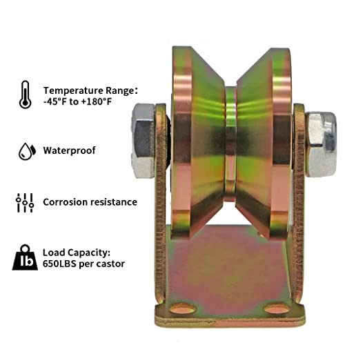Skelang 2" V-Groove Wheel, Sliding Gate Casters, Heavy Duty Rigid Roller for Inverted V-Track, Rolling Gate, Industrial Machines Rail, Total Load Capacity 2500 Lbs, Pack of 4 by Skelang - Image 4