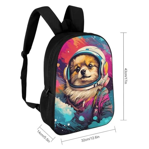 Sac à dos décontracté imprimé 3D motif Space Pup original de 17"