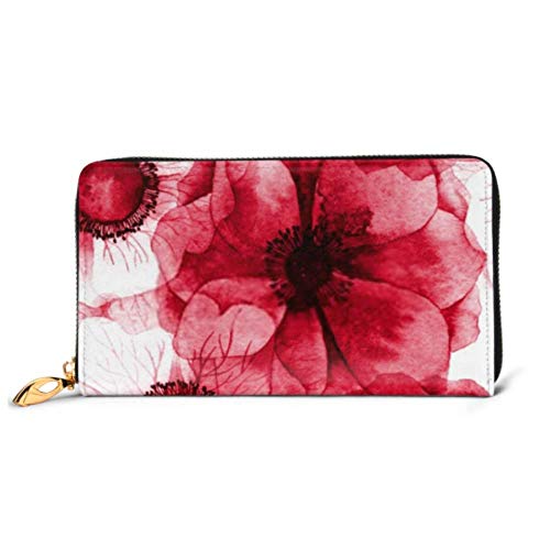 Preisvergleich Produktbild JHGFG Mode Handtasche Reißverschluss Brieftasche Aquarell Nahtloses Muster Anemonen Raster Textur Telefon Kupplung Geldbörse Abendkupplung Blockieren Leder Brieftasche Multi C.