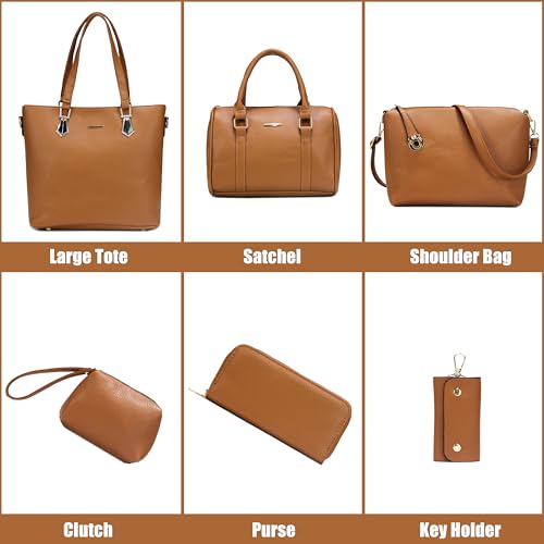 Image of OTMIPIML Purses and Handbags for Women Synthetic Leather Tote Crossbody Bags Satchel Purses Set 6pcs | Set