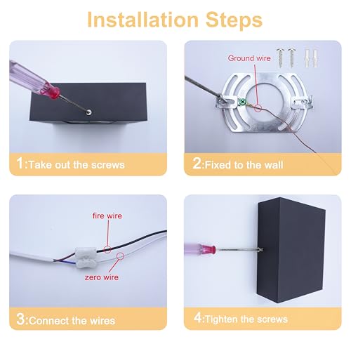 KICAAO LED Wall Sconces Set of Two, 12W Modern Wall Light, Hardwired Aluminum Wall Lamp,Black Up Down Wall Mount Lights for Living Room Hallway Bedroom Decor (Black Warm Light 3000K) - Image 8