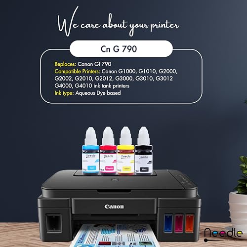 Needle High Yield GI790 / GI 790 Inkjet Ink Tank Refill Compatible for Canon G1000, G1010, G2000, G2010, G3000, G3010, G4000, G4010, G4085 CISS Ink... - Image 4