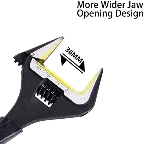 Sharp-tec Adjustable Wrench, Deep Jaw Wide Opening, Heat-Treated Chrome Vanadium Steel Black Oxide Finish, Heavy-Duty Plumbing Spanner Set, 8 inches/200mm