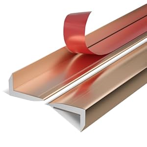 Peel and Stick Aluminum Tile Trim,10-Pack 12 Inch Decorative Brushed Metal Trim Edge,Self Adhesive Tile Liner for Fireplace, Mirror Frame, Furniture and Home Decoration, Matte Gold.
