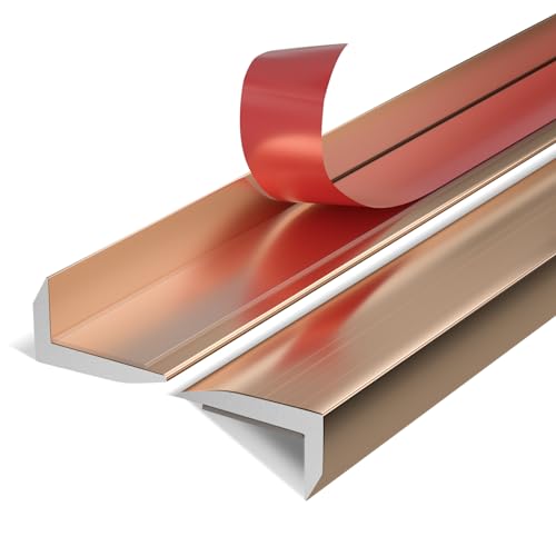 Peel and Stick Aluminum Tile Trim,10-Pack 12 Inch Decorative Brushed Metal Trim Edge,Self Adhesive Tile Liner for Fireplace, Mirror Frame, Furniture and Home Decoration, Matte Gold.