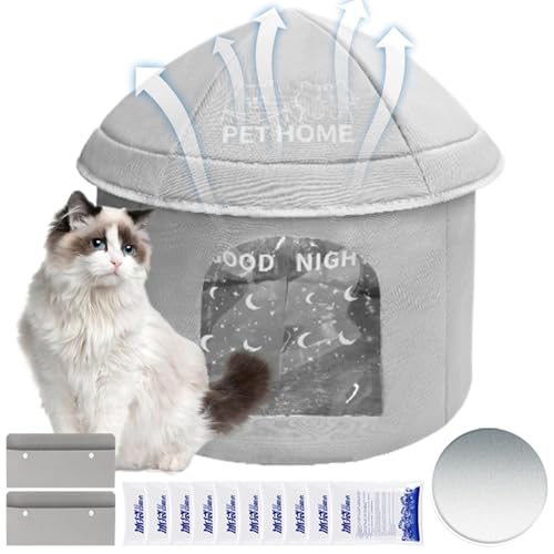 Casa Para Gatos Con Aire Acondicionado - Casa Plegable Refrescante Exterior Impermeable Para Gatos | Refugio Con Bolsa De Hielo Suministros Para Mascotas Camas Impermeables Para Cachorros Medianos Peq