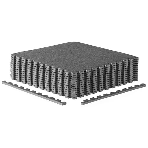 CAP Barbell 1/2-Inch Interlocking EVA Foam Exercise Puzzle Mat Home Flooring - 2 Pack | 24" x 24" x 1/2" | Carpet Top - Gray by CAP Barbell - Used condition - US$34.63