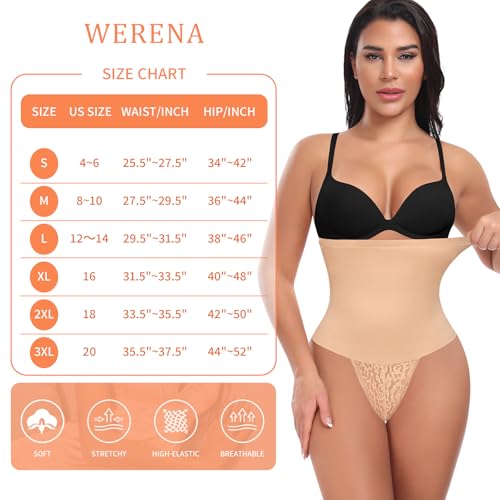 Image of Werena Thong Shapewear for Women Mid High Waisted Shaper Panties Girdle