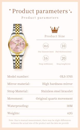 Image of OLEVS Gold Watches for Women Original Luxury Small Square Diamond Wrist Watch Analog Quartz Stainless Steel Waterproof Stylish Ladies Watch Date