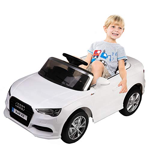 Electric Riding Vehicle, 12 V Audi A3 Kids Ride on Car with RC + LED Light + Music, Red