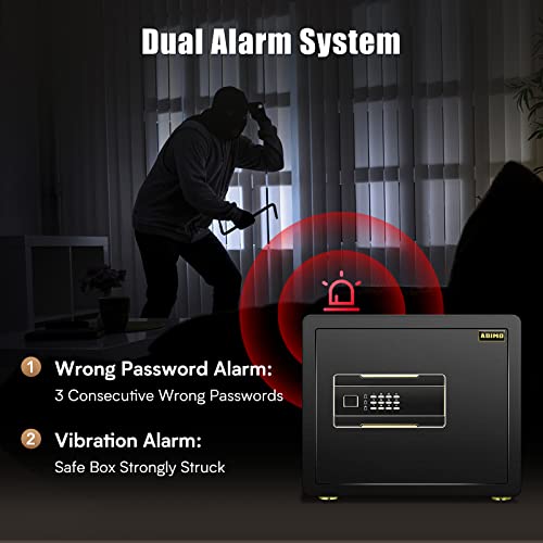 Adimo Fireproof Waterproof Safe Box, 1.2 Cubic Feet Home Safe For Money With Intelligent Alarm System, Digital Keypad And Dual Key System, Security Safe Box For Money, Jewelry, Pistol, Documents #TOP3