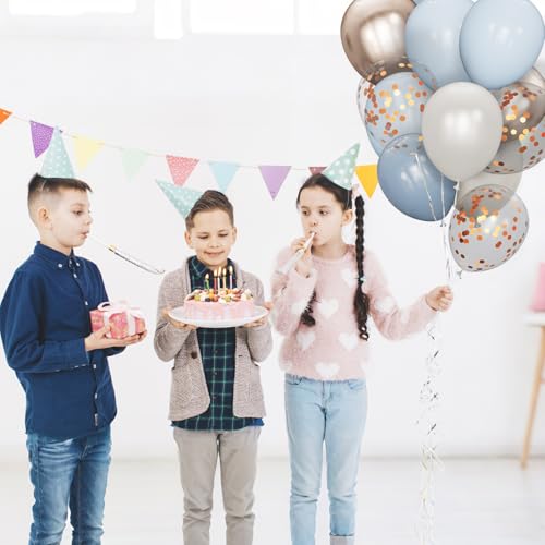 Image of 68Pcs Dusty Blue and Champagne Gold Balloons 12 Inch Sand White Pastel Baby Blue Confetti Balloon for Boy Baby Shower Bridal Shower Birthday Wedding Party Decorations.