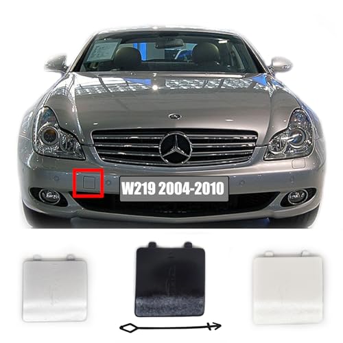 Trimla Front Tow Cover for 04-10 Mercedes Benz CLS W219 C219 Fit 280 300 320 350 500 550 55AMG 63AMG Coupe 2004 2005 2006 2007 2008 2009 2010 Bumper Hook Eye Cap Silver
