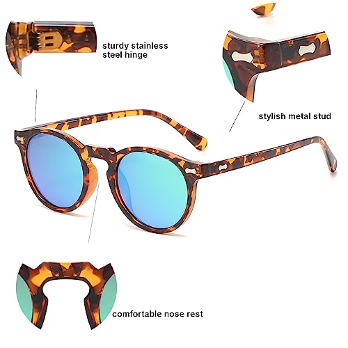 Image of Gleyemor Vintage Polarized Sunglasses for Men Round Sunglasses UV400 Protection Retro Hand-crafted Acetate Frame