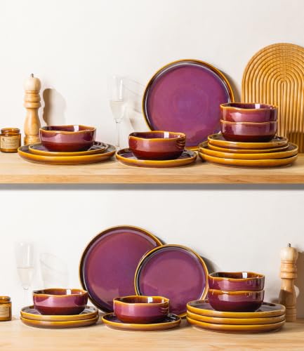 Image of TheTerra Ceramic Dinnerware Set for 4, 12-Piece Plates and Bowls Set